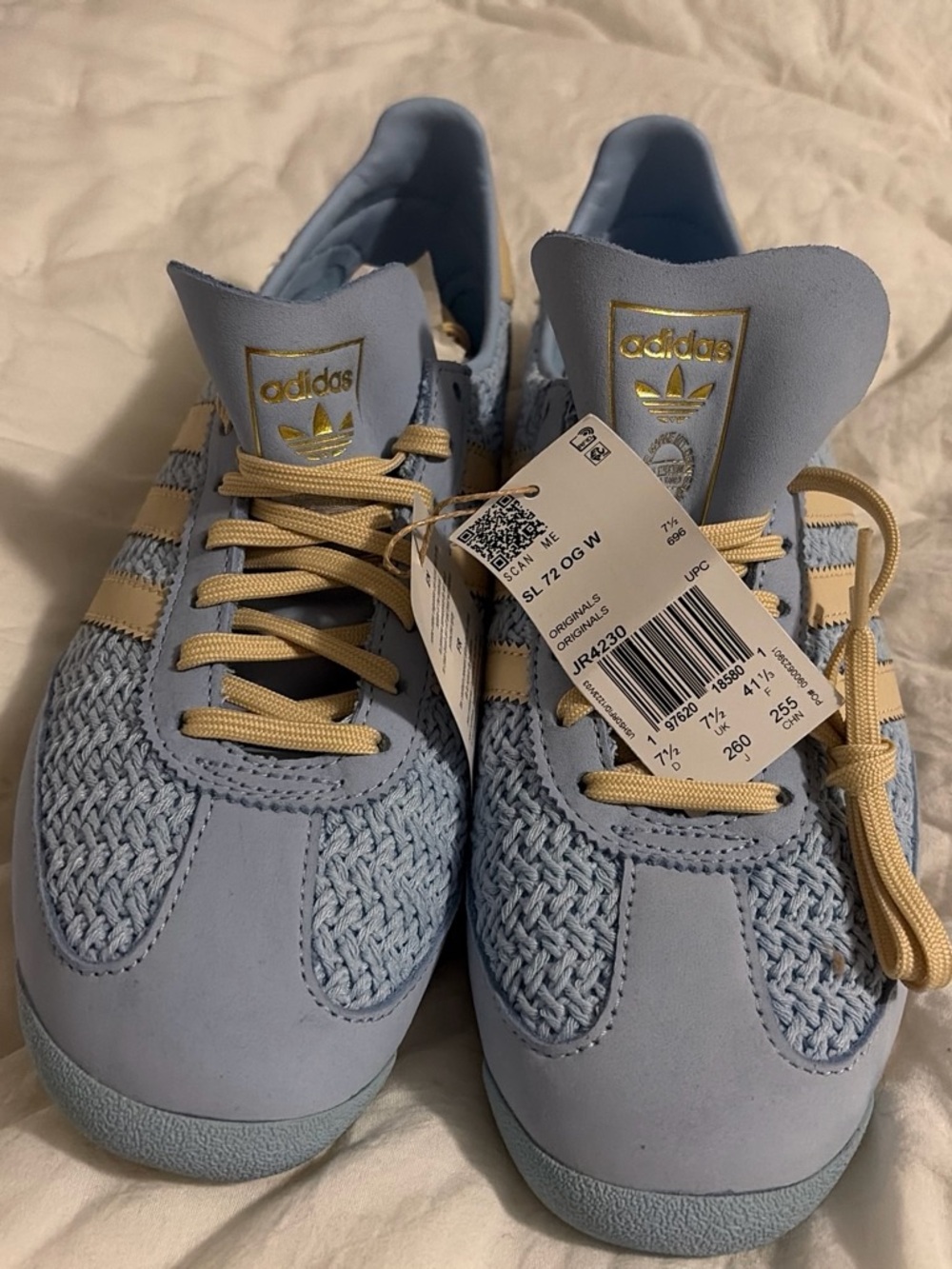 adidas Originals Women’s Powder Blue Sneakers with Tan Accents